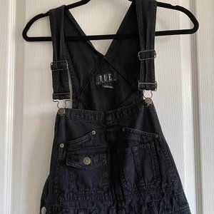 Black denim overall shorts